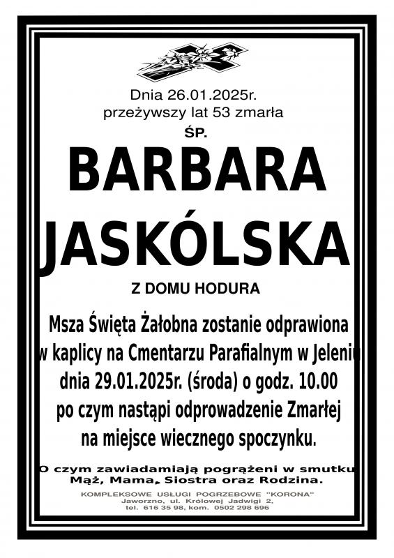 BARBARA JASKÓLSKA Z DOMU HODURA