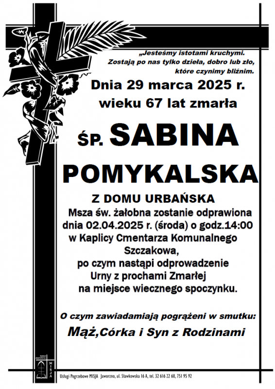 SABINA POMYKALSKA Z DOMU URBAŃSKA