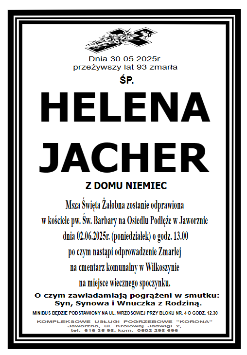 HELENA JACHER Z DOMU NIEMIEC