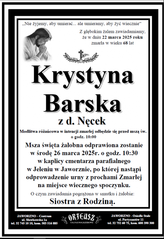 KRYSTYNA BARSKA Z DOMU NĘCEK
