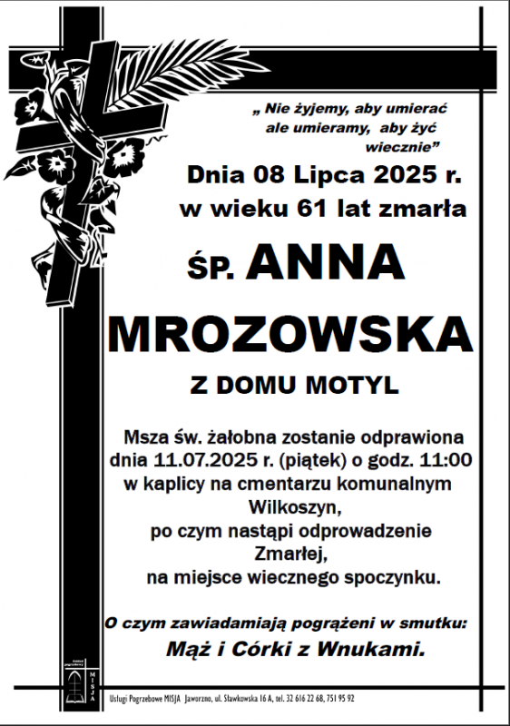 ANNA MROZOWSKA Z DOMU MOTYL