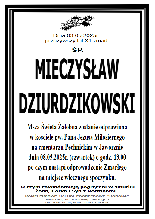 MIECZYSŁAW DZIURDZIKOWSKI