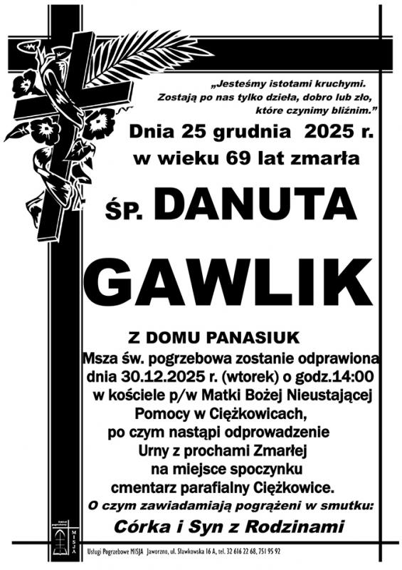 DANUTA GAWLIK Z DOMU PANASIUK