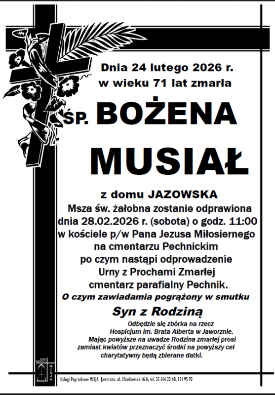 BOŻENA MUSIAŁ z domu JAZOWSKA