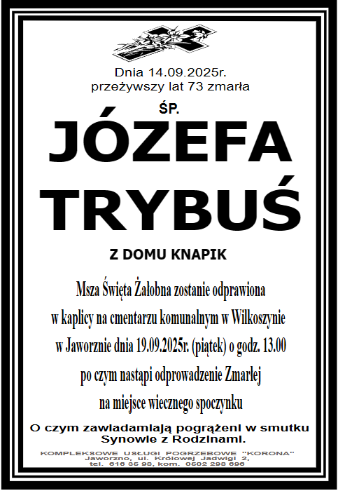JÓZEFA TRYBUŚ Z DOMU KNAPIK