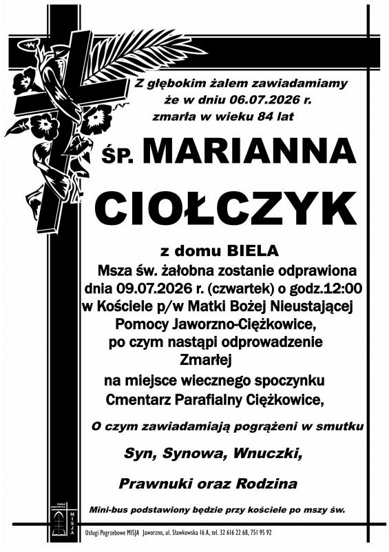 MARIANNA CIOŁCZYK Z DOMU BIELA