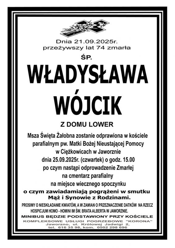 WŁADYSŁAWA WÓJCIK Z DOMU LOWER