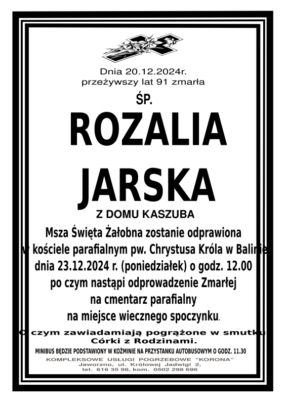 ROZALIA JARSKA Z DOMU KASZUBA