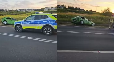 Pędził Golfem i wylądował w rowie. Jego kolega trafił do szpitala