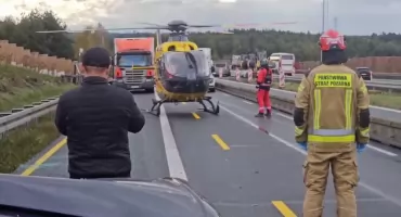 Wypadek na autostradzie A4. Jedna osoba ciężko ranna