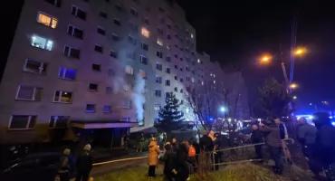 Pożar w kuchni dziewięciopiętrowego wieżowca