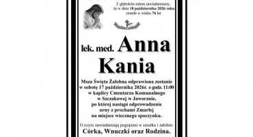 Zmarła lek. med. ginekolog Anna Kania
