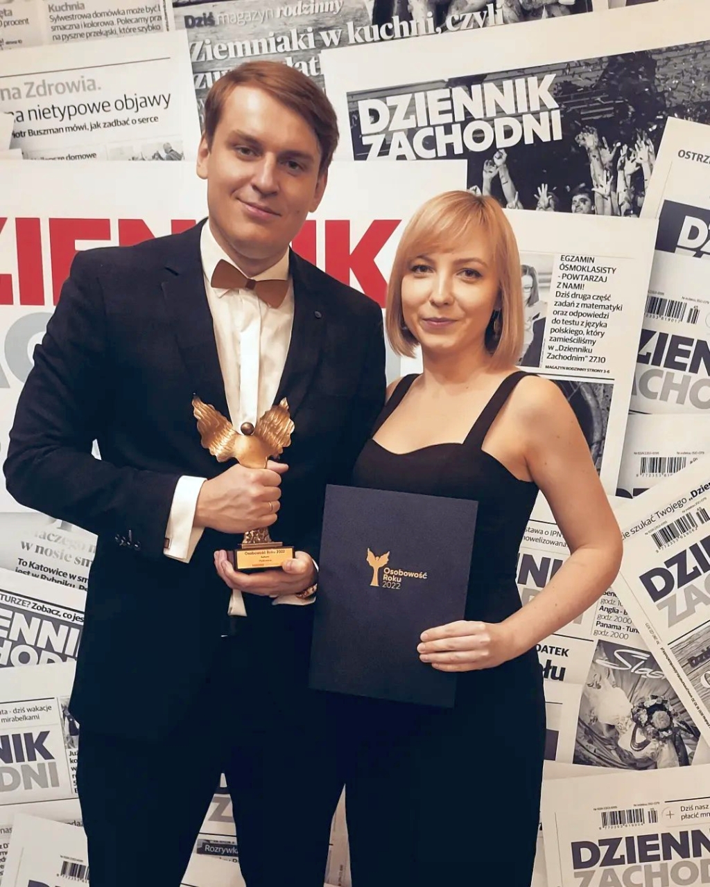 Na zdj. Michał Kirker z żoną Agnieszką na gali wręczenia nagród (fot. Facebook/Michał Kirker)